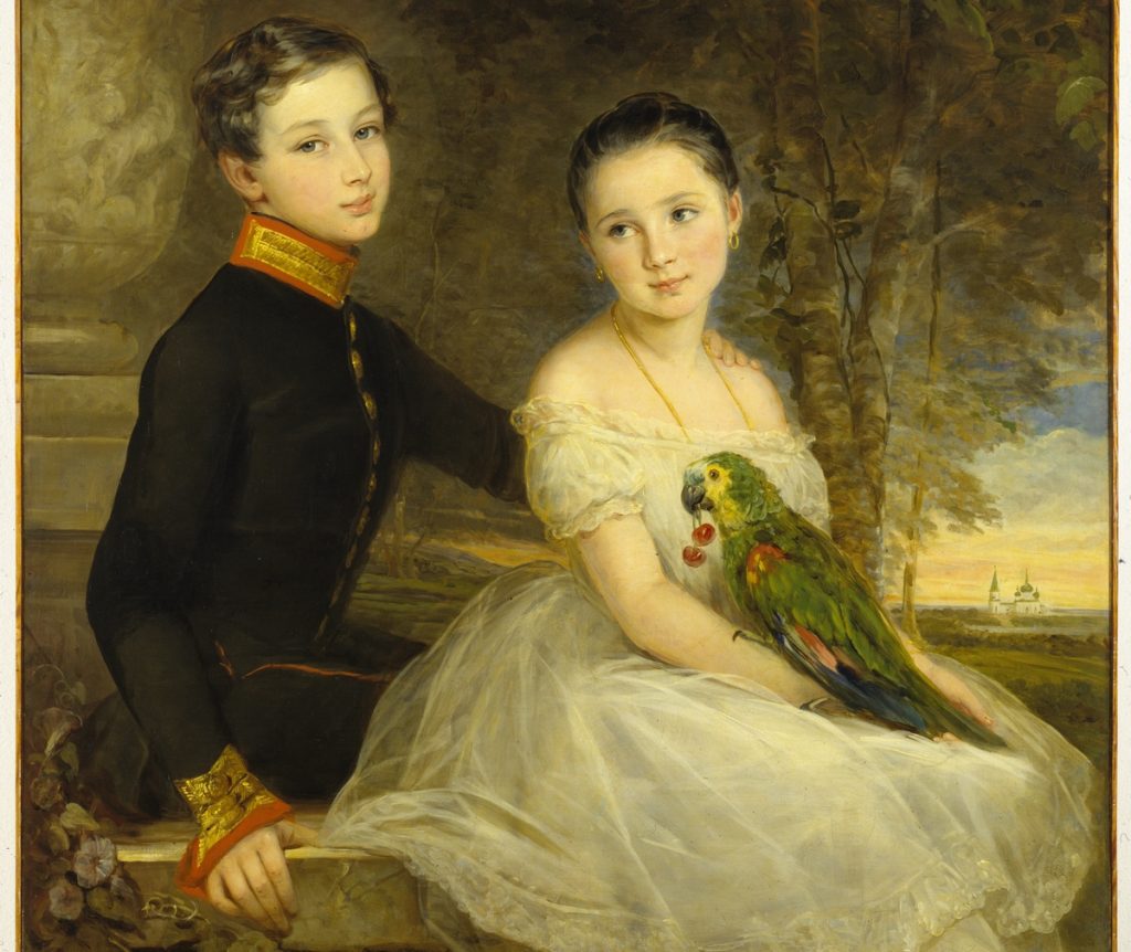 К. Робертсон. Дети с попугаем. 1850 г.